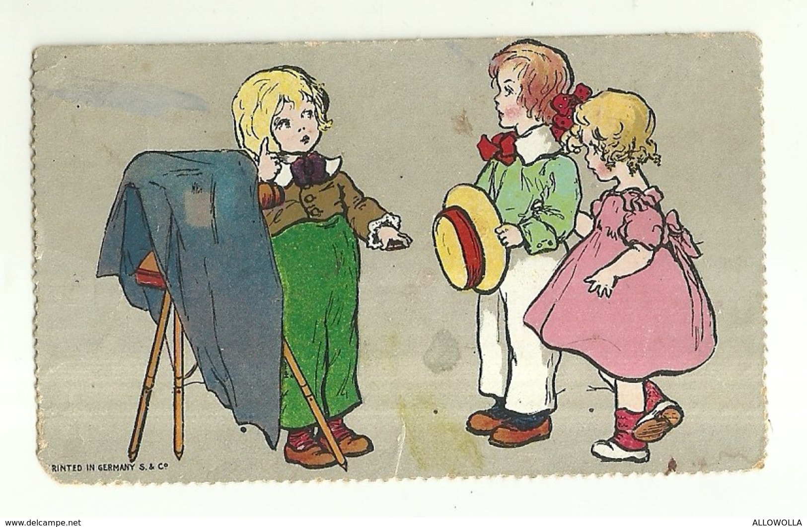 1207 "BAMBINO FOTOGRAFO OFFRE I SUOI SERVIZI AD UNA COPPIA DI COETANEI" FIGURINA ILLUSTRATA ORIG.  - PRINTED IN GERMANY - Altri & Non Classificati