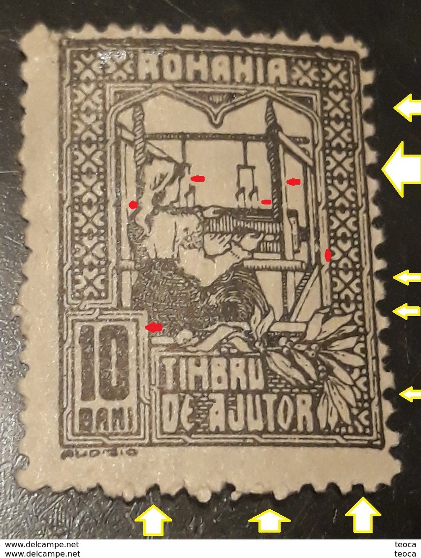 ERROR ROMANIA 1916, REVENUE STAMPS  TIMBRU DE AJUTOR Weaving,10 BANI,BLACK, MNH, OFFSET,ABKLATSCH VERY  RARRE,,,,,.. - Ungebraucht