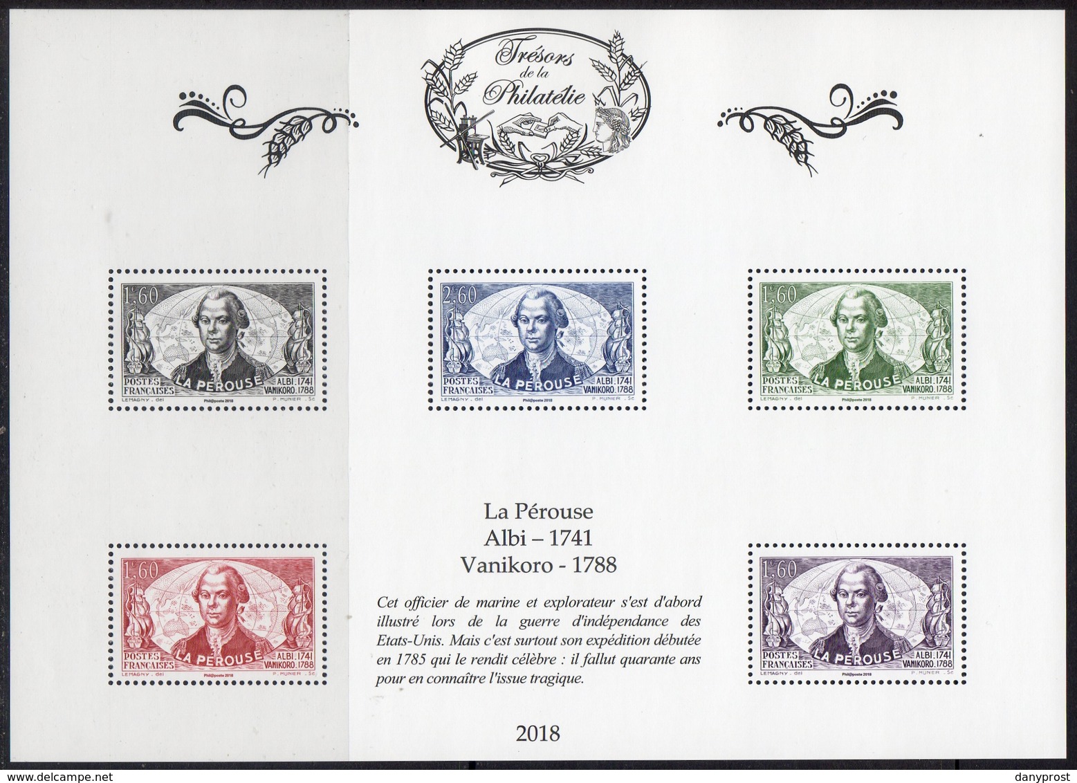 FRANCE 2018 / BS43 "TRESORS DE LA PHILATELIE-La Pérouse" ISSU DU 5ème ENSEMBLE DE 10 BF / NEUF RARE.. - Neufs