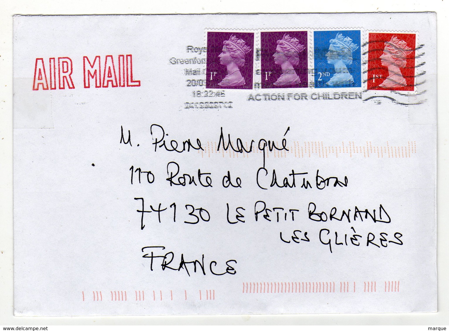 Enveloppe GRANDE BRETAGNE Oblitération Action For Children - Postmark Collection