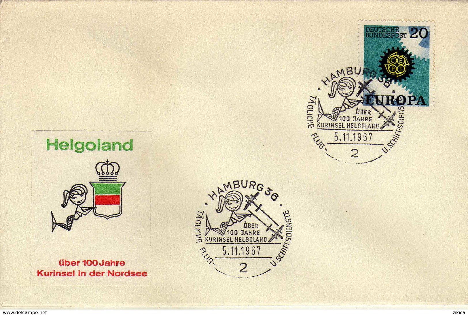 Germany Postmark Helgoland 1967.motive - Mermaid - Lettres & Documents