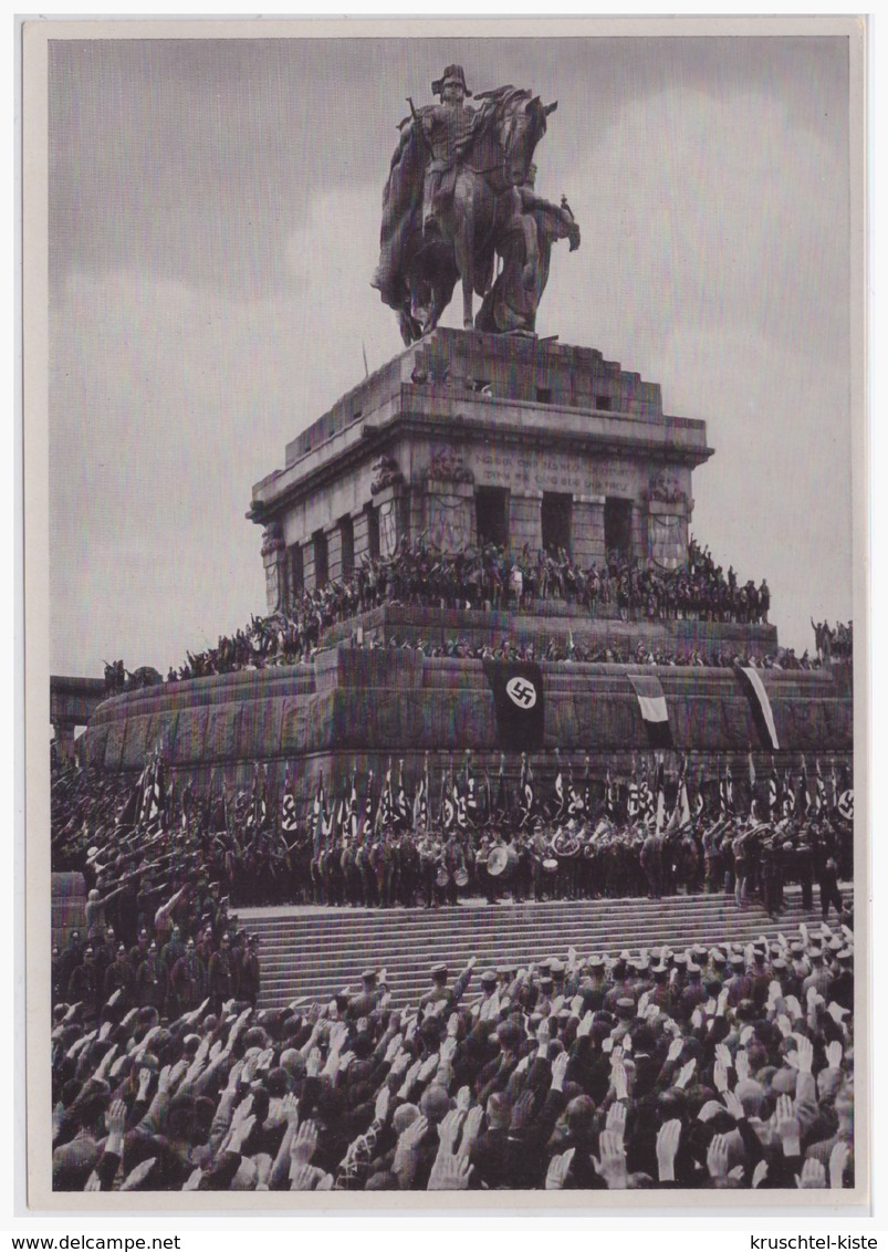 DT- Reich (000475) Propaganda Sammelbild Deutschland Erwacht Bild 176, Die Deutsche Arbeitsfront, Am Deutschen Eck 1933 - Briefe U. Dokumente