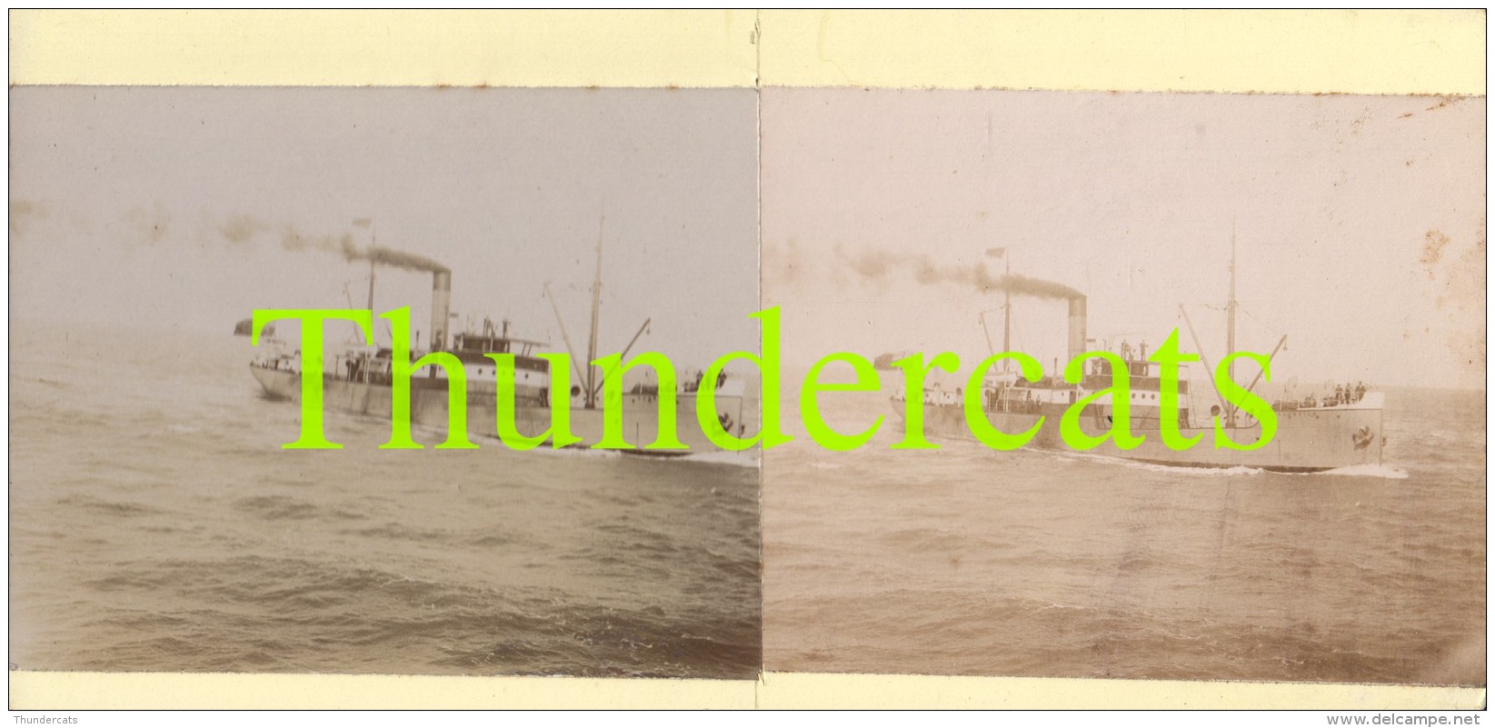 ANCIENNE PHOTO STEREOSCOPIQUE STEREOVIEW PHOTO STEREO FOTO CAMBRIAN BOAT SHIP STEAM PASSENGERS PAQUEBOT - Stereoscopic