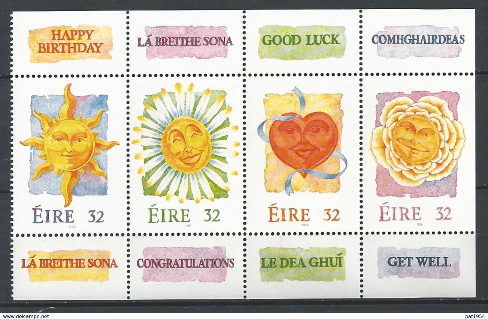 Irlande 1994 Feuillet Des N°848/851 Neuf ** Issu Du Carnet Timbres De Voeux - Blocchi & Foglietti