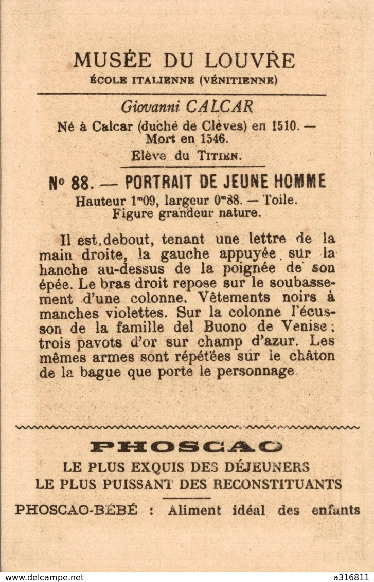 CHOCOLAT PHOSCAO  Musée Du Louvre - Portrait De Jeune Homme - Autres & Non Classés