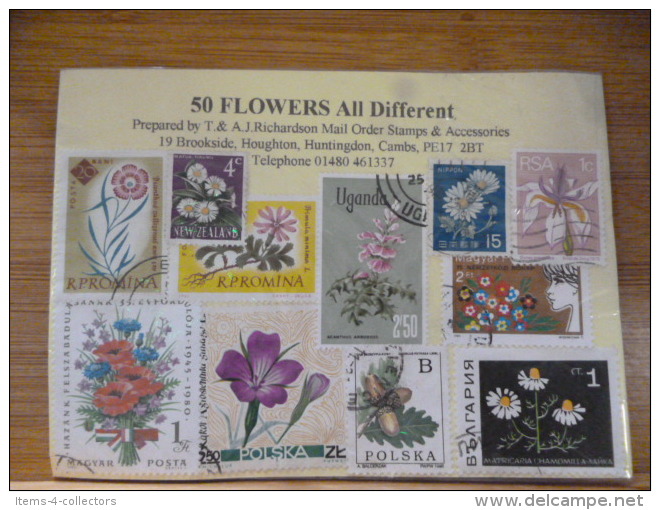 THEMATIC STAMPS ON FLOWERS 50 ALL DIFFERENT - Other & Unclassified
