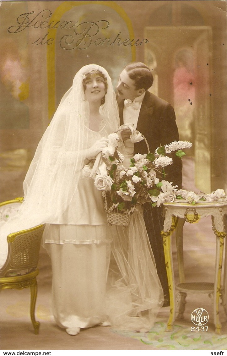 CPA Colorisée 192? - Jeunes Mariés - Voeux De Bonheur - Noces