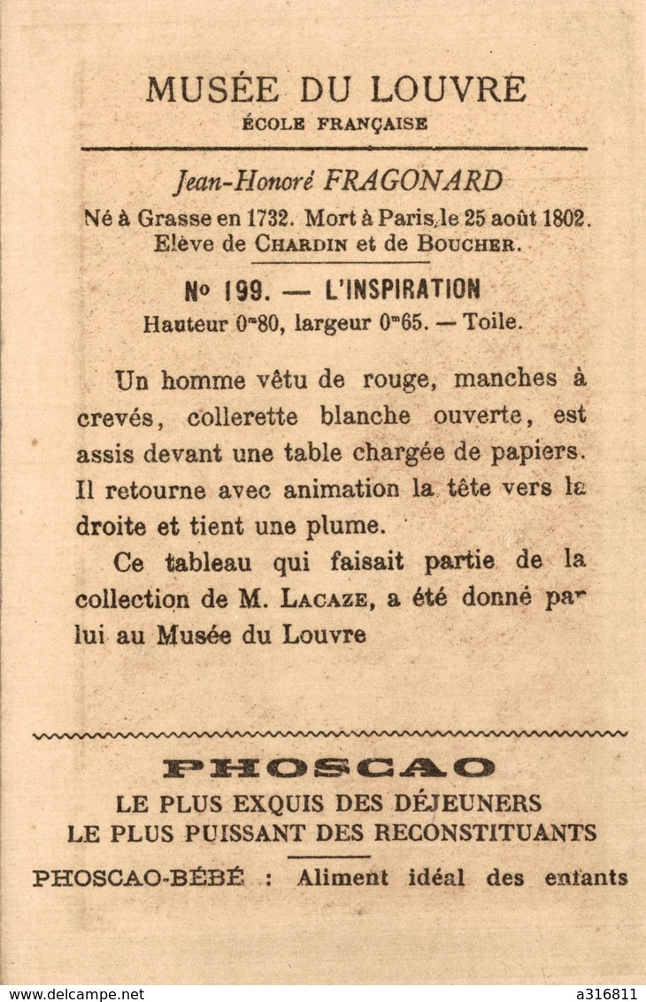 CHOCOLAT PHOSCAO  Musée Du Louvre - L'Inspiration - Autres & Non Classés