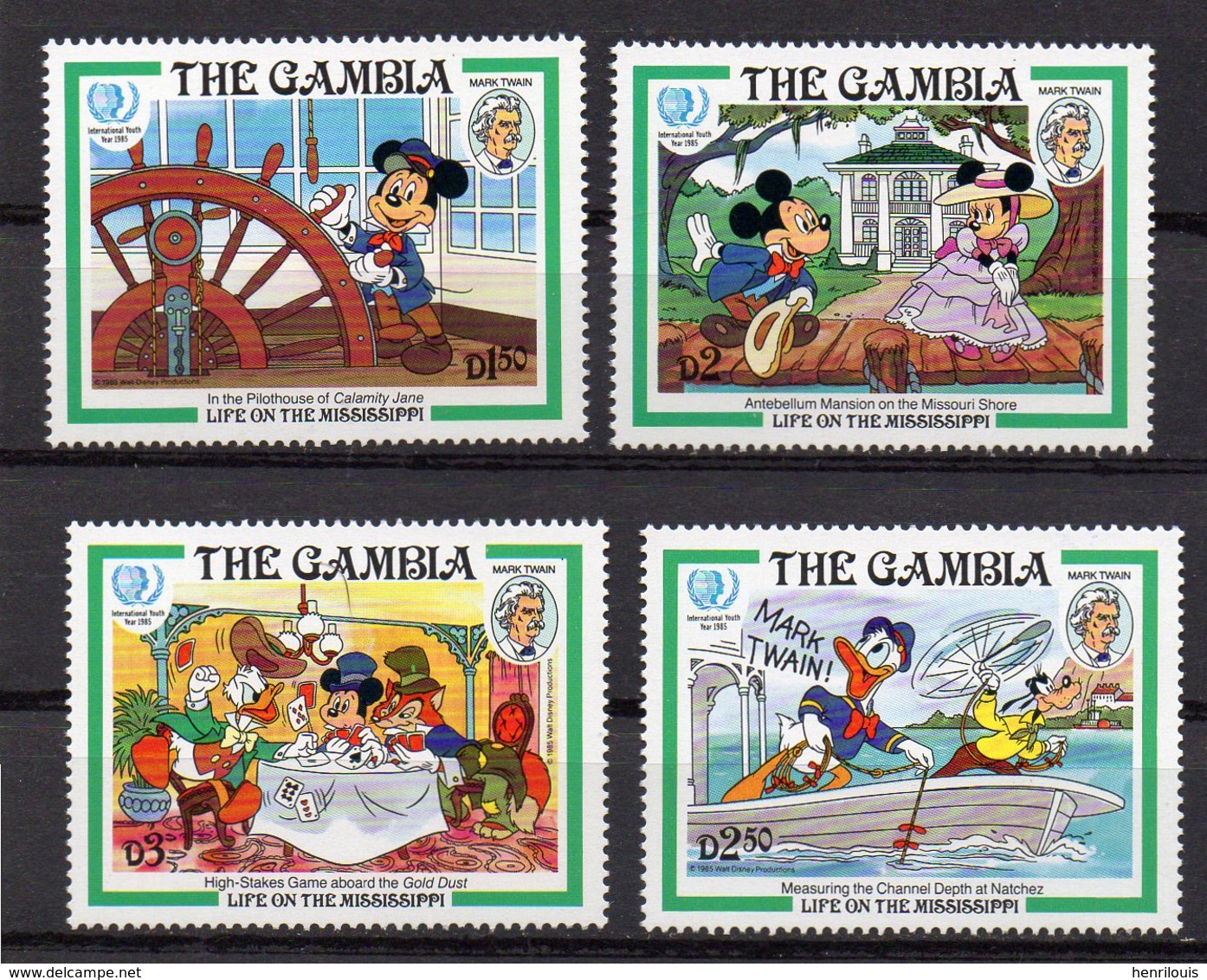 GAMBIE   Timbres Neufs ** De 1985  ( Ref 5694 ) Disney -  Mark Twain - Gambie (1965-...)