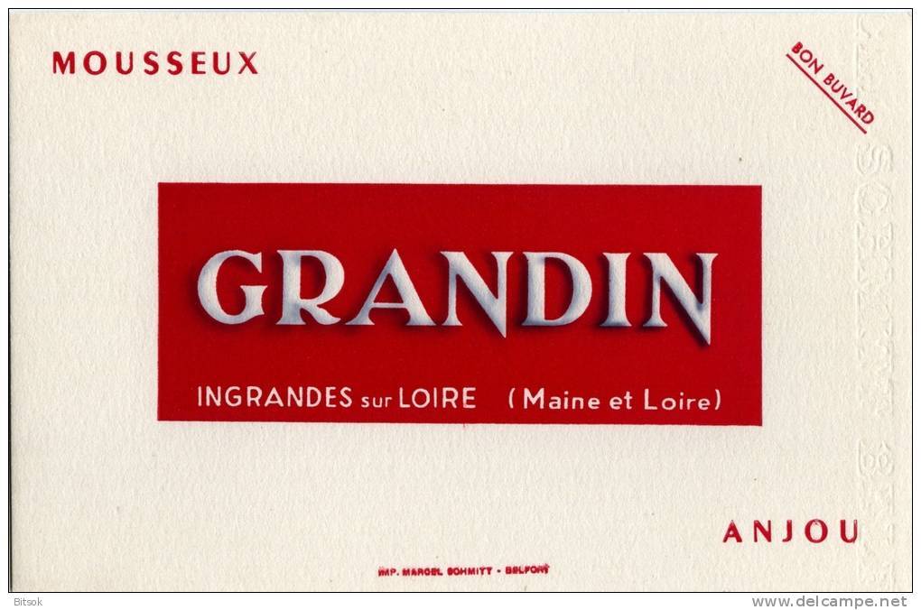Buvard : GRANDIN - Mousseux  - ANJOU - INGRANDES Sur LOIRE (Maine Et Loire) - M