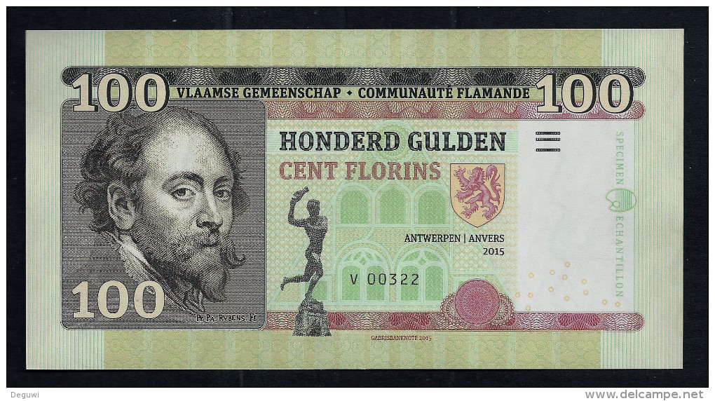 "100 Gulden (Fl Flandern", Entwurf, Beids. Druck, RRRR, UNC, Ca. 160 X 82 Mm, Essay, Trial, UV, Wm, Serial No. - Sonstige & Ohne Zuordnung