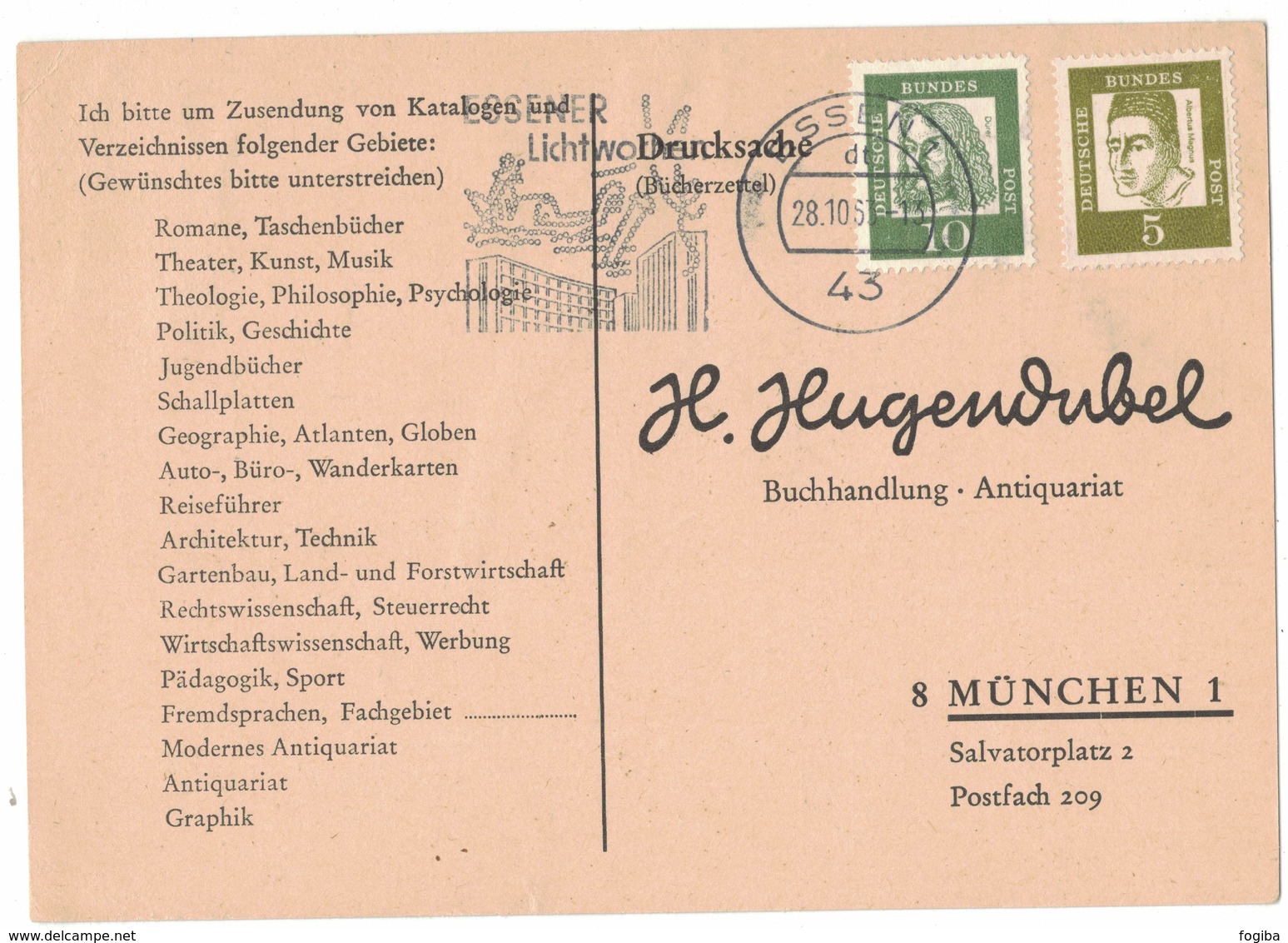 AI76    BRD 1963 - Drucksache Bücherzettel Von Essen Nach München Mi.350-347 - Covers & Documents