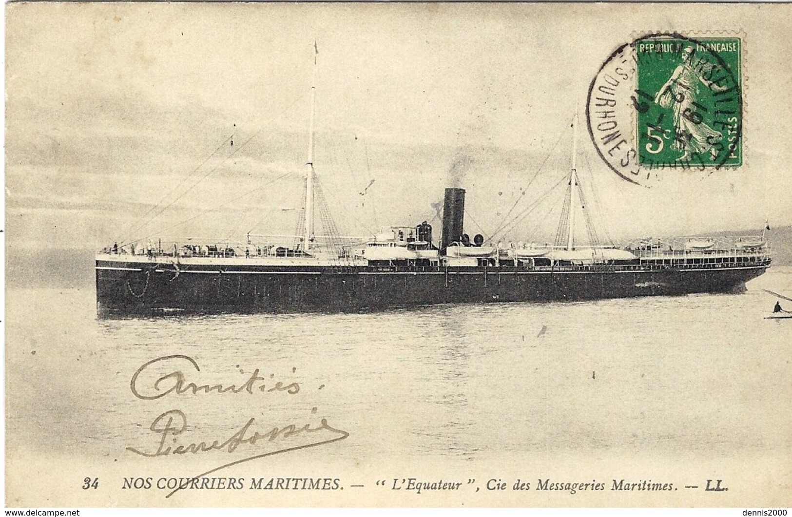 34- Nos Courriers Maritimes - "Equateur " , Cie Des Messageries Maritimes - Ed. L L - Paquebots