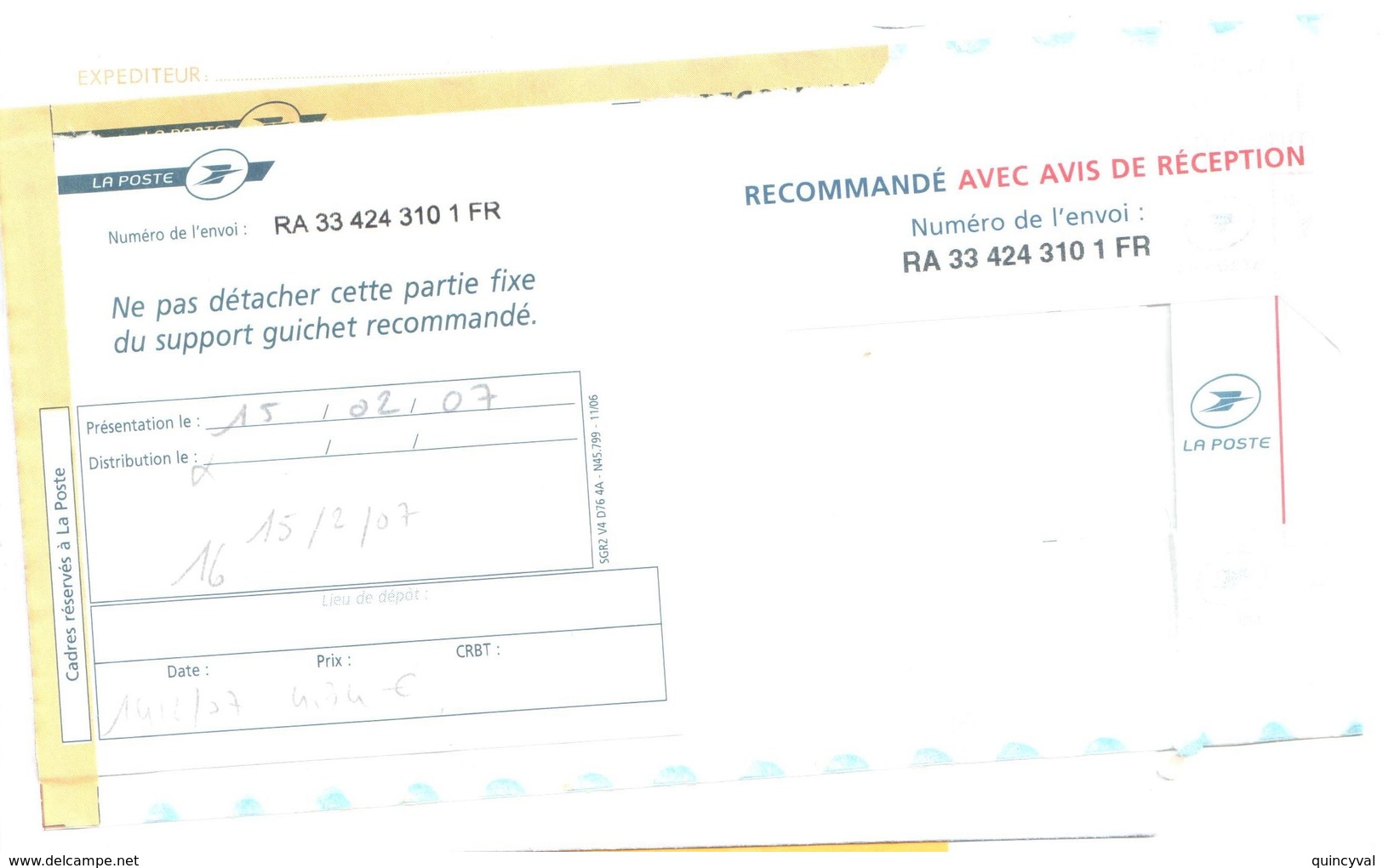 VAUZELLES Nièvre 58 Mettre Recommandé Avec AR 0,82 € Yv 3757 Complément 0,24 € Etiquette De Guichet Ave R Et AR - Brieven En Documenten