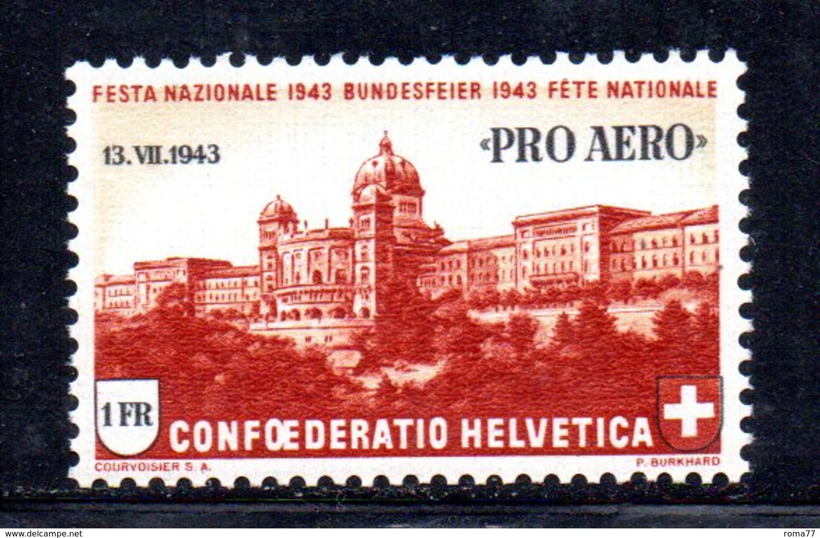 500/1500 - SVIZZERA 1943 , Pro Aereo Serie Unificato N. 35  ***  MNH  Posta Aerea - Unused Stamps