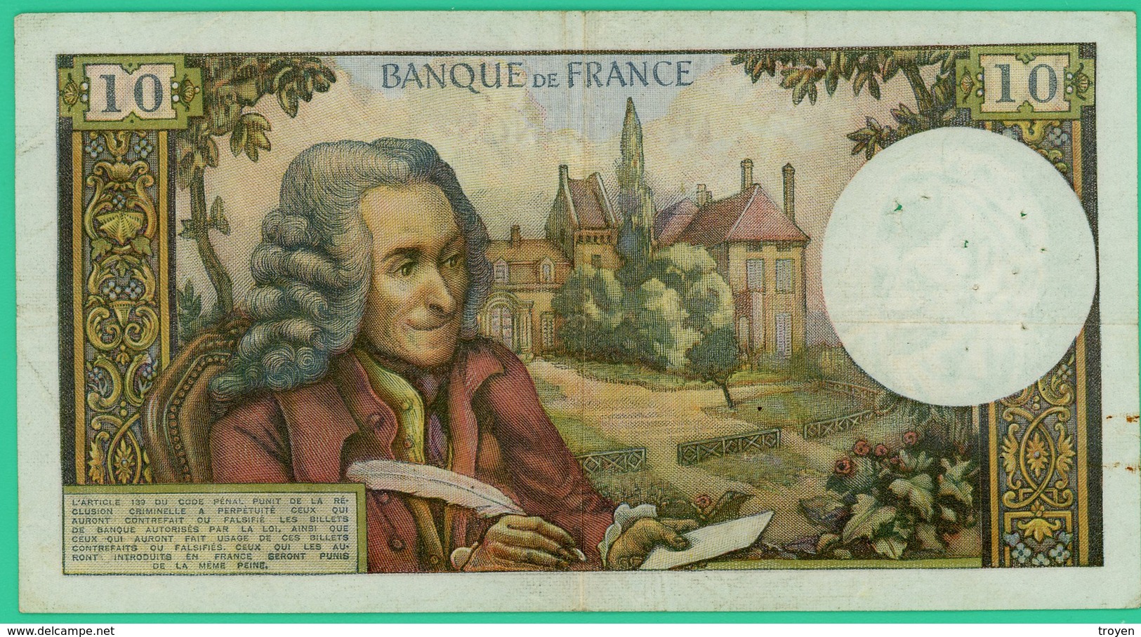 10 Francs - France -  Voltaire - N° P.470 55251 / E.6-3-1969.E. - TTB - - 10 F 1963-1973 ''Voltaire''