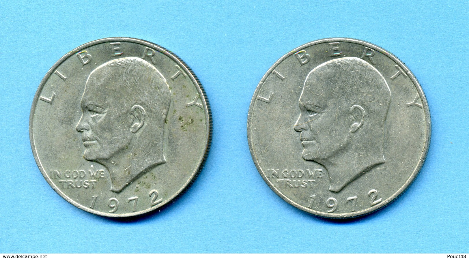 2 Pièces: One Dollar - Eisenhower - United States: Argent Massif: 1972 - Andere & Zonder Classificatie