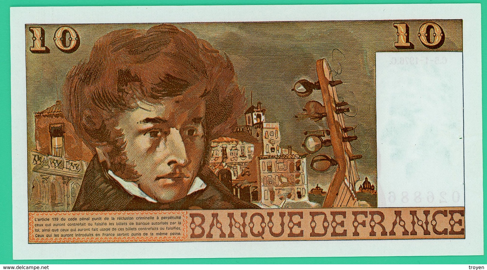 10 Francs - France -  Berlioz - N° M.285 026886 / C.5-1-1976.C.  - Sup - - 10 F 1972-1978 ''Berlioz''