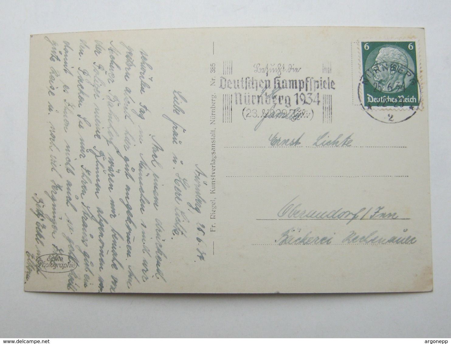 1934 , NÜRNBERG - Kampfspiele, Werbestempel Auf Karte - Briefe U. Dokumente