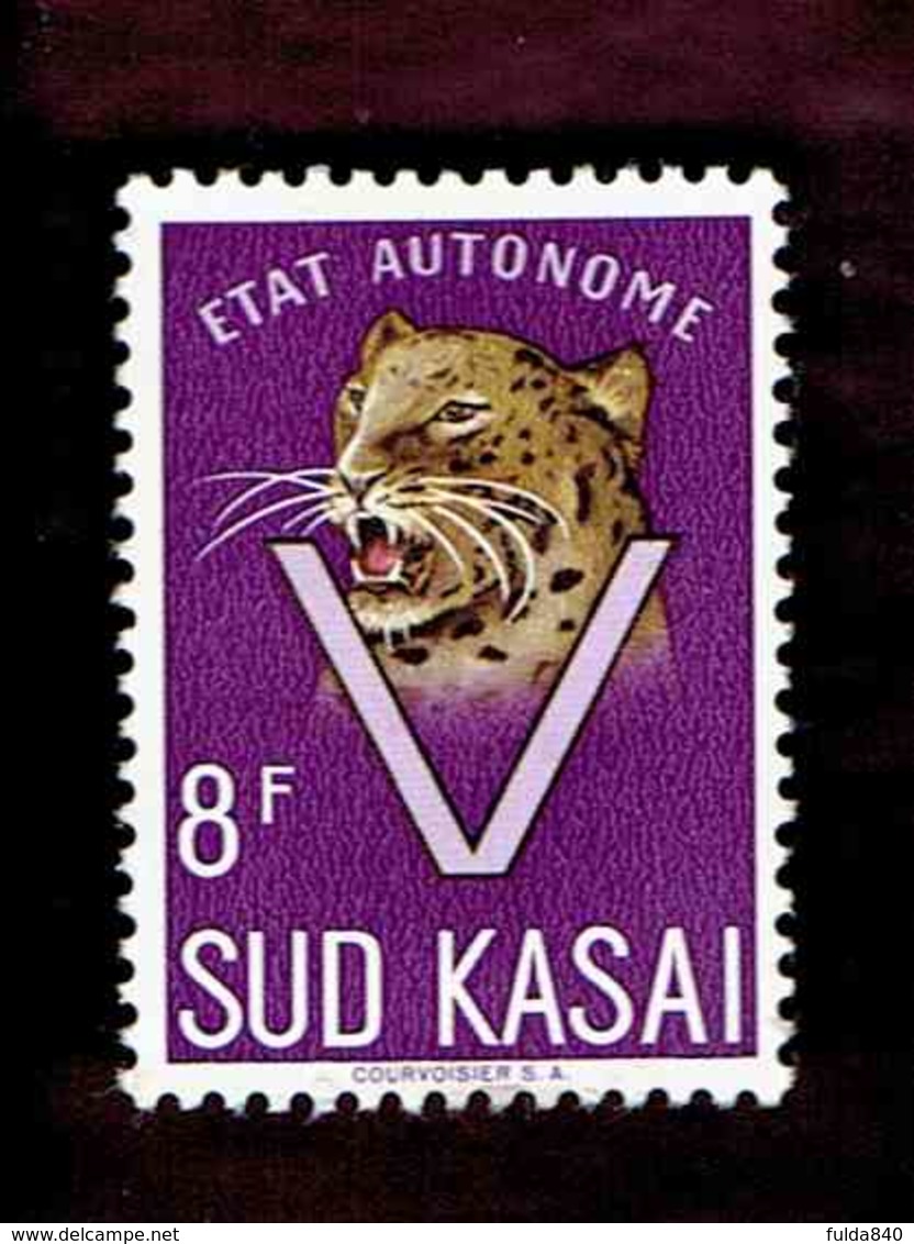 Sud Kasai. OBP-COB. 1961 - N°23. *LEOPARD DANS UN V.  8F. Neuf - Sud-Kasaï