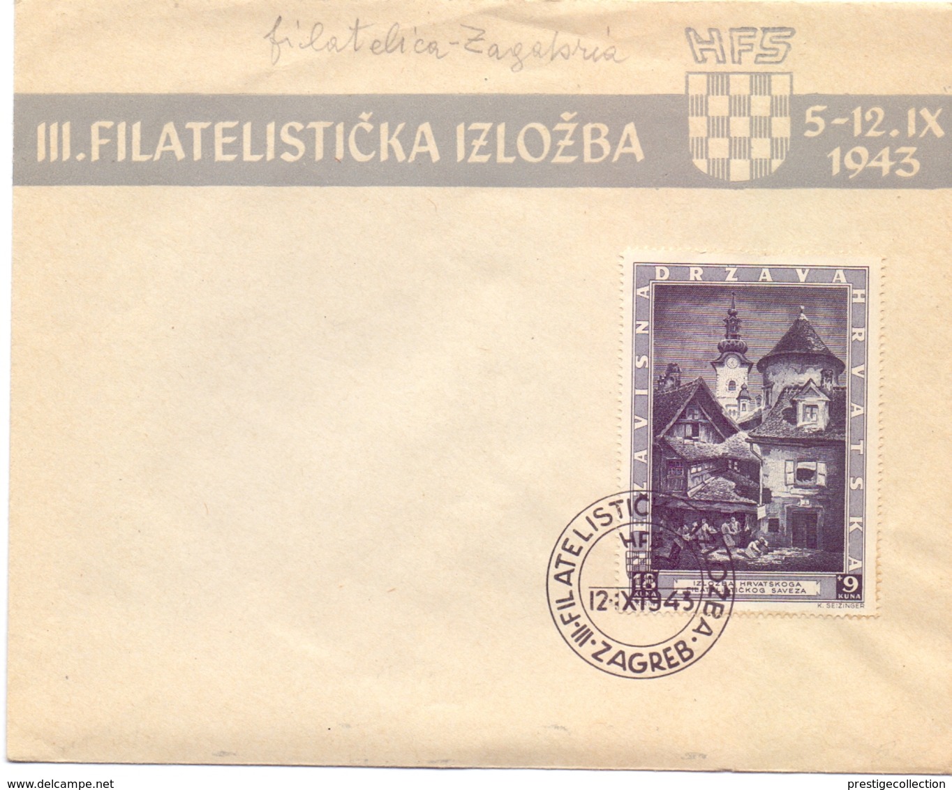 HRVATSKA 1943 COVER FILATELIC ZAGREB  HFS  (SET1800101) - Croazia