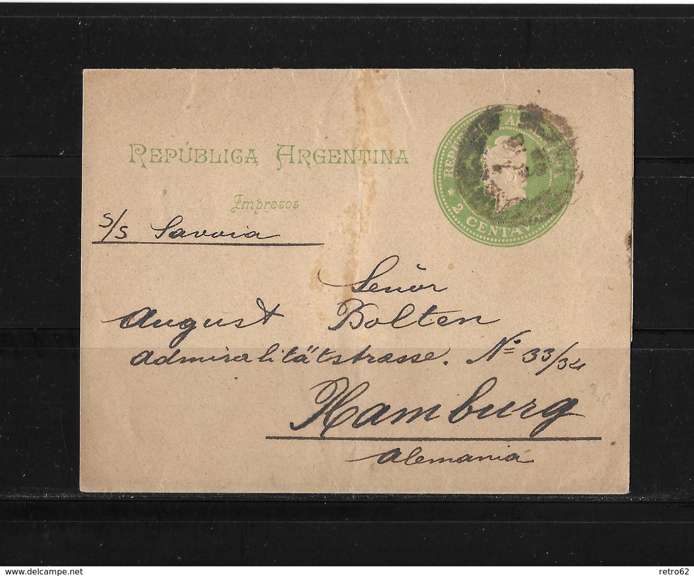 Argentina-1893 2 C Green Liberty PS Wrapper Buenos Aires Cover To Germany - Entiers Postaux