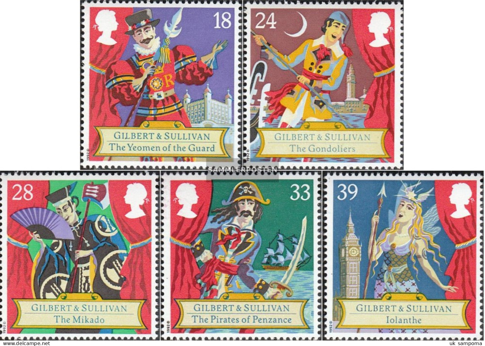 United Kingdom 1409-1413 (complete Issue) Unmounted Mint / Never Hinged 1992 Sir A. Sullivan - Unused Stamps