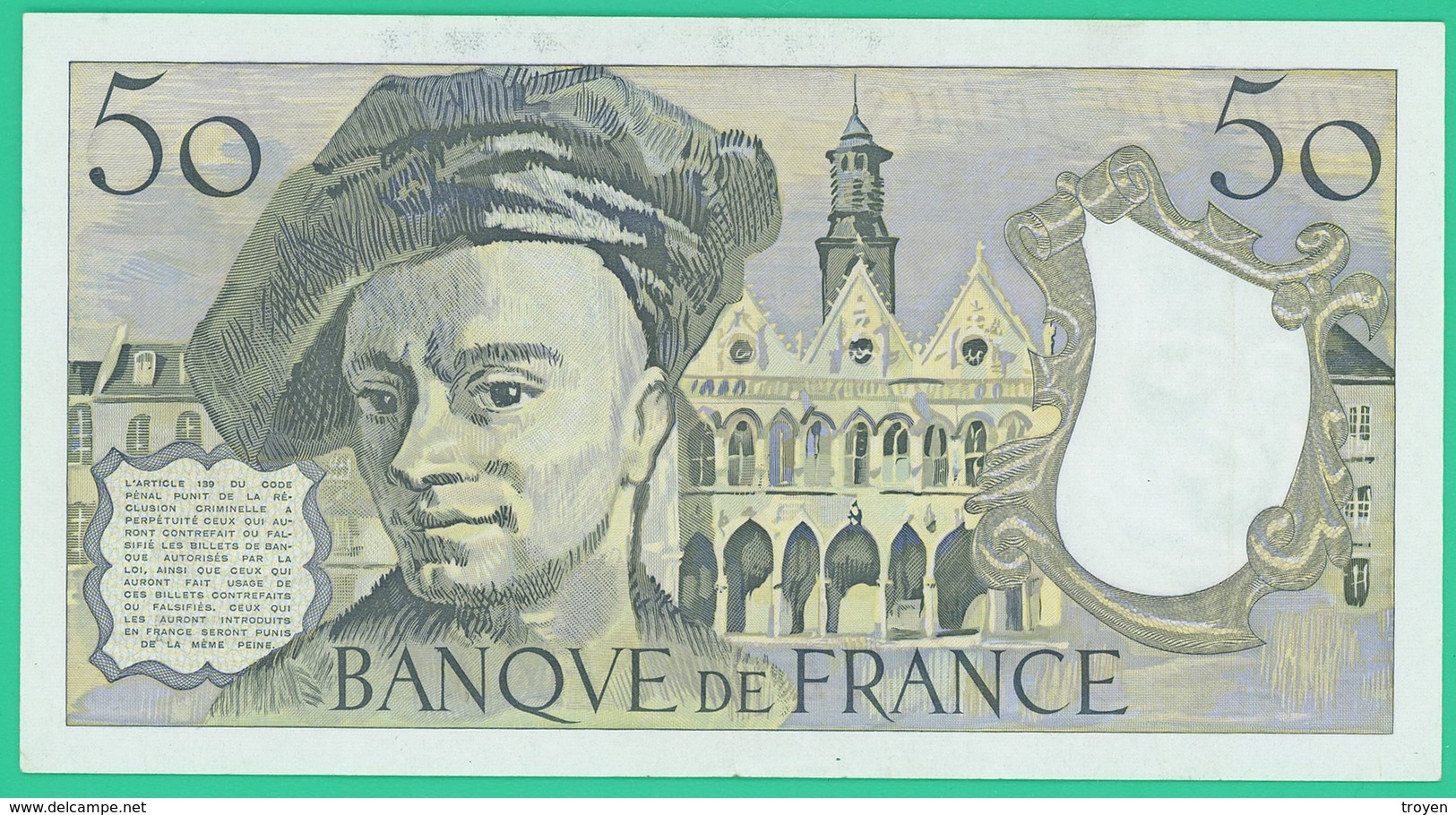 50 Francs - France -  Quentin De La Tour - N° N.60 808872 / 1990    - Neuf - 50 F 1976-1992 ''Quentin De La Tour''