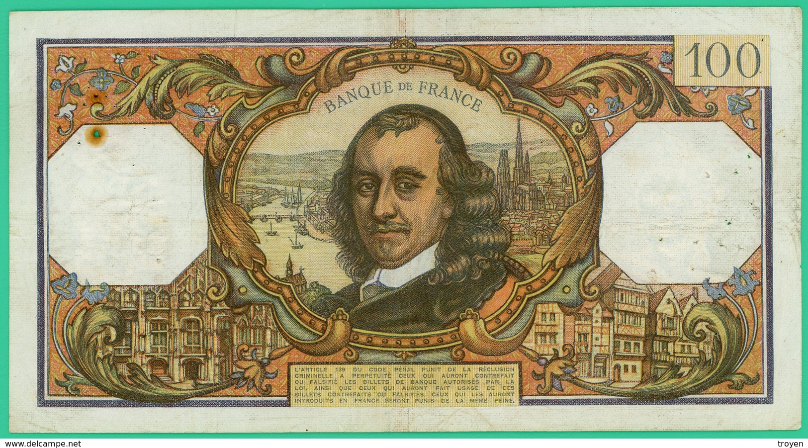 100 Francs - France -  Corneille - N° B.451 50063 / L.8-1-1970.L. - TTB - - 100 F 1964-1979 ''Corneille''
