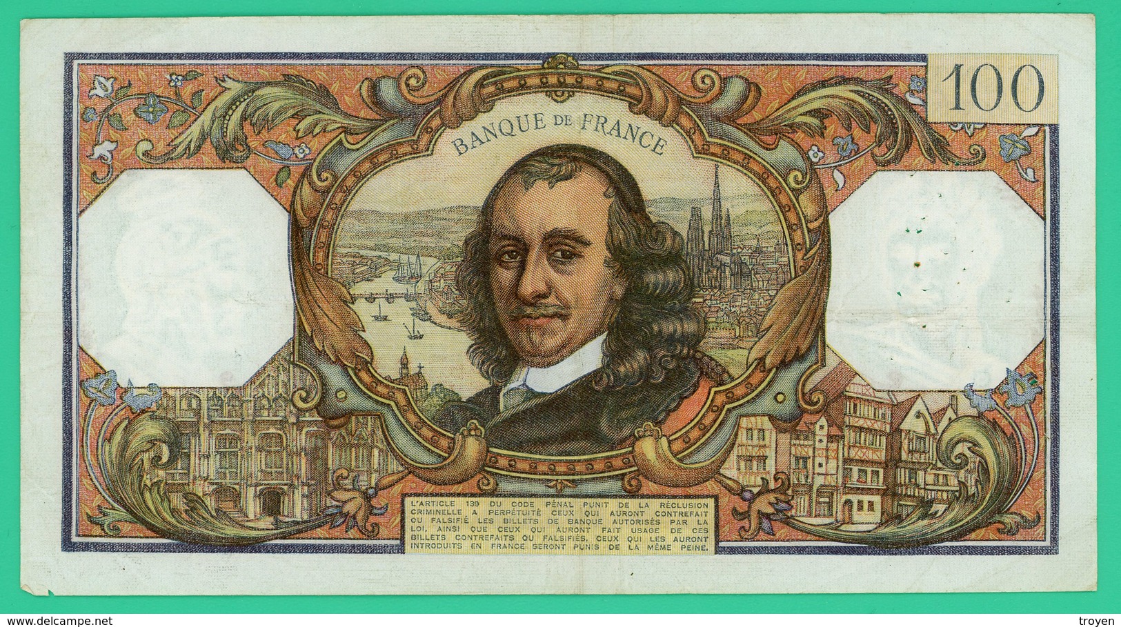 100 Francs - France -  Corneille - N° G.589 30225 / E.7-10-1971.E.  - TTB+ - - 100 F 1964-1979 ''Corneille''