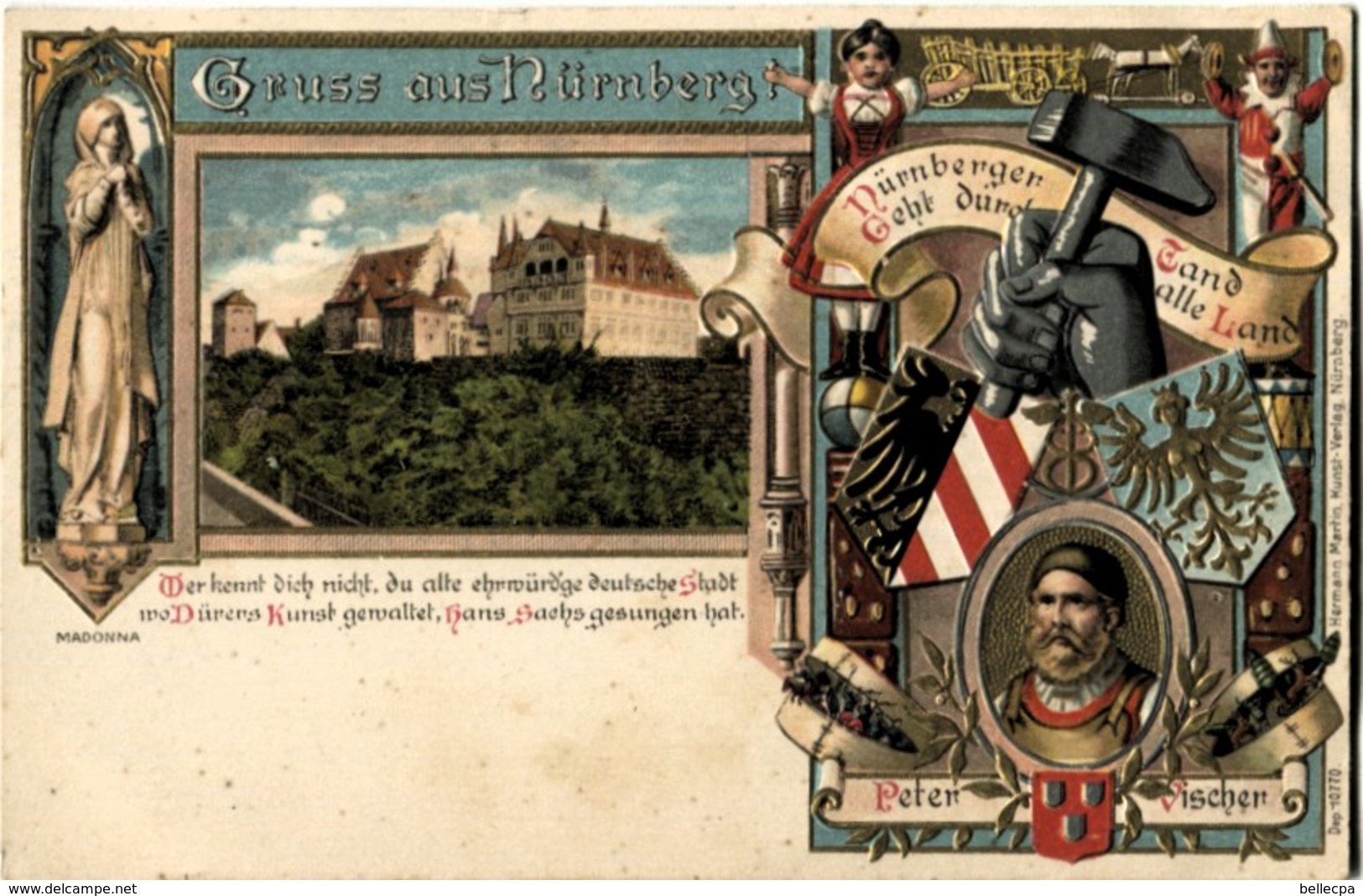 Allemagne Gruss Aus Nurnberg Peter Vischer Très Jolie Litho Embossed Card Carte En Relief - Nuernberg