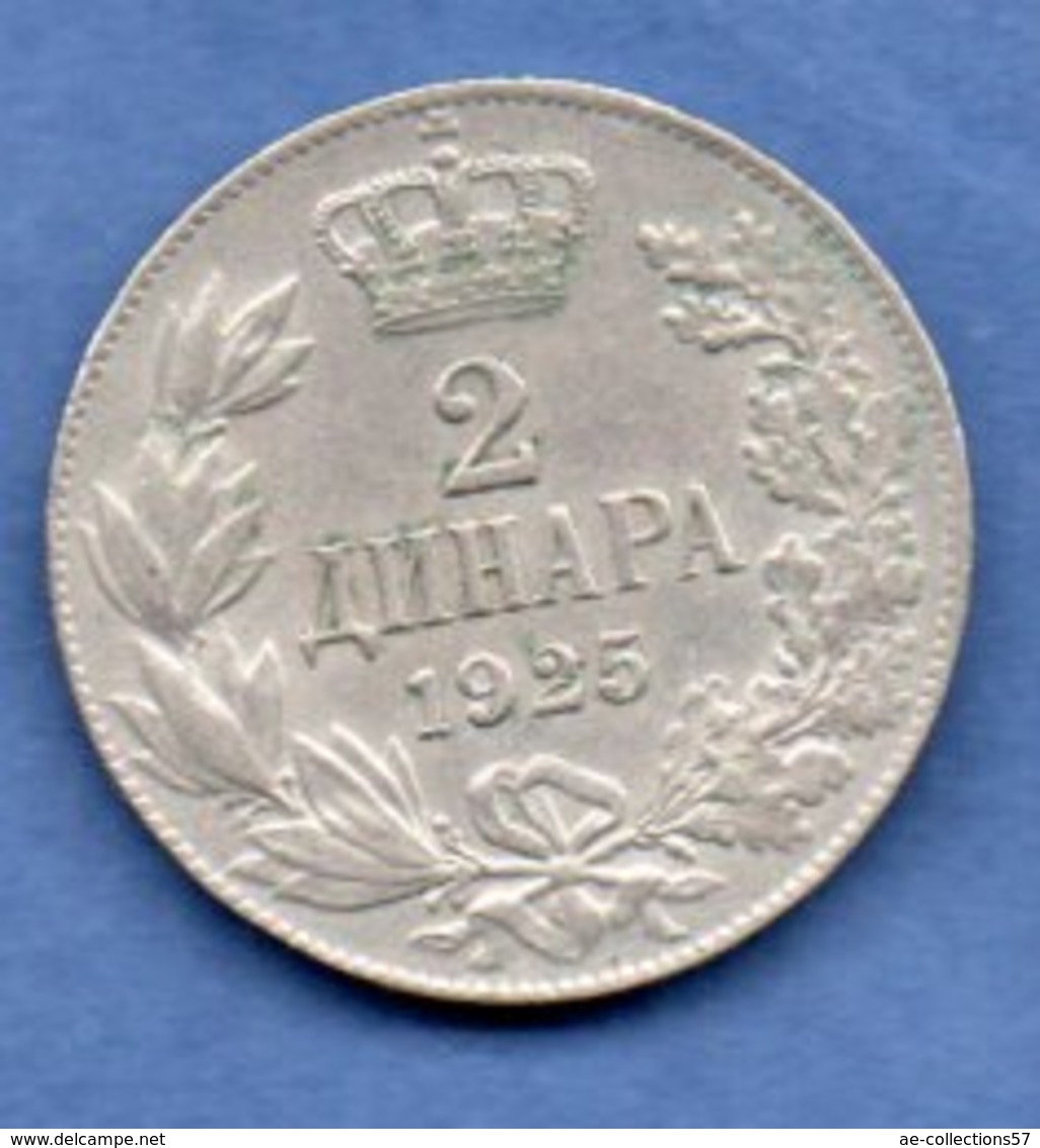 Yougoslavie -  2 Dinara 1925   --Km # 6  -  état  TTB - Yugoslavia