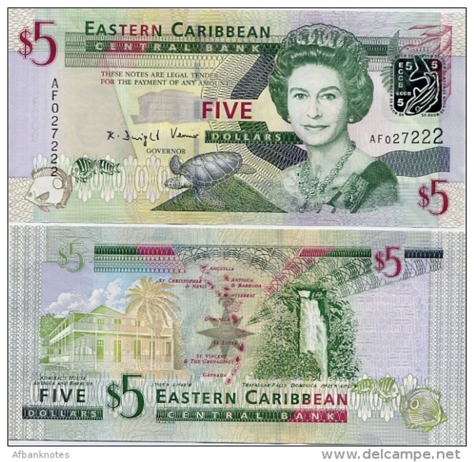 EAST CARIBBEAN STATES       5 Dollars       P-47a        ND (2008)      UNC - Caraïbes Orientales