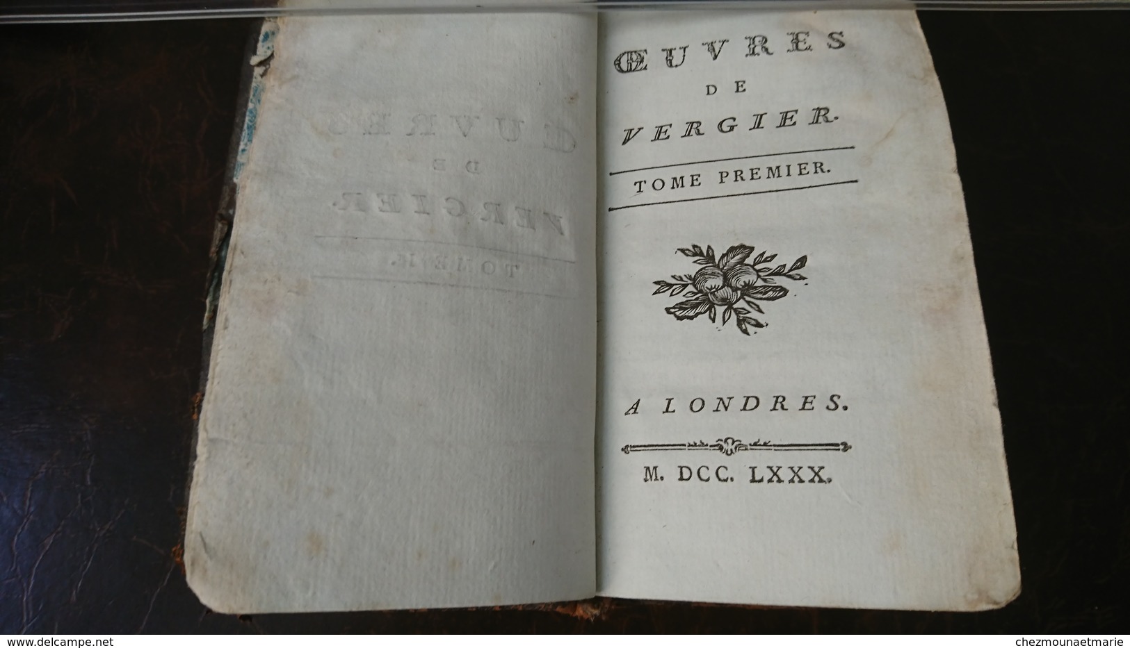 OEUVRES FABLES DE VERGIER TOME 1 LONDRES 1780 - LIVRE 263 PAGES 12.5 X 7.5 CM 110 GRAMMES - 1701-1800