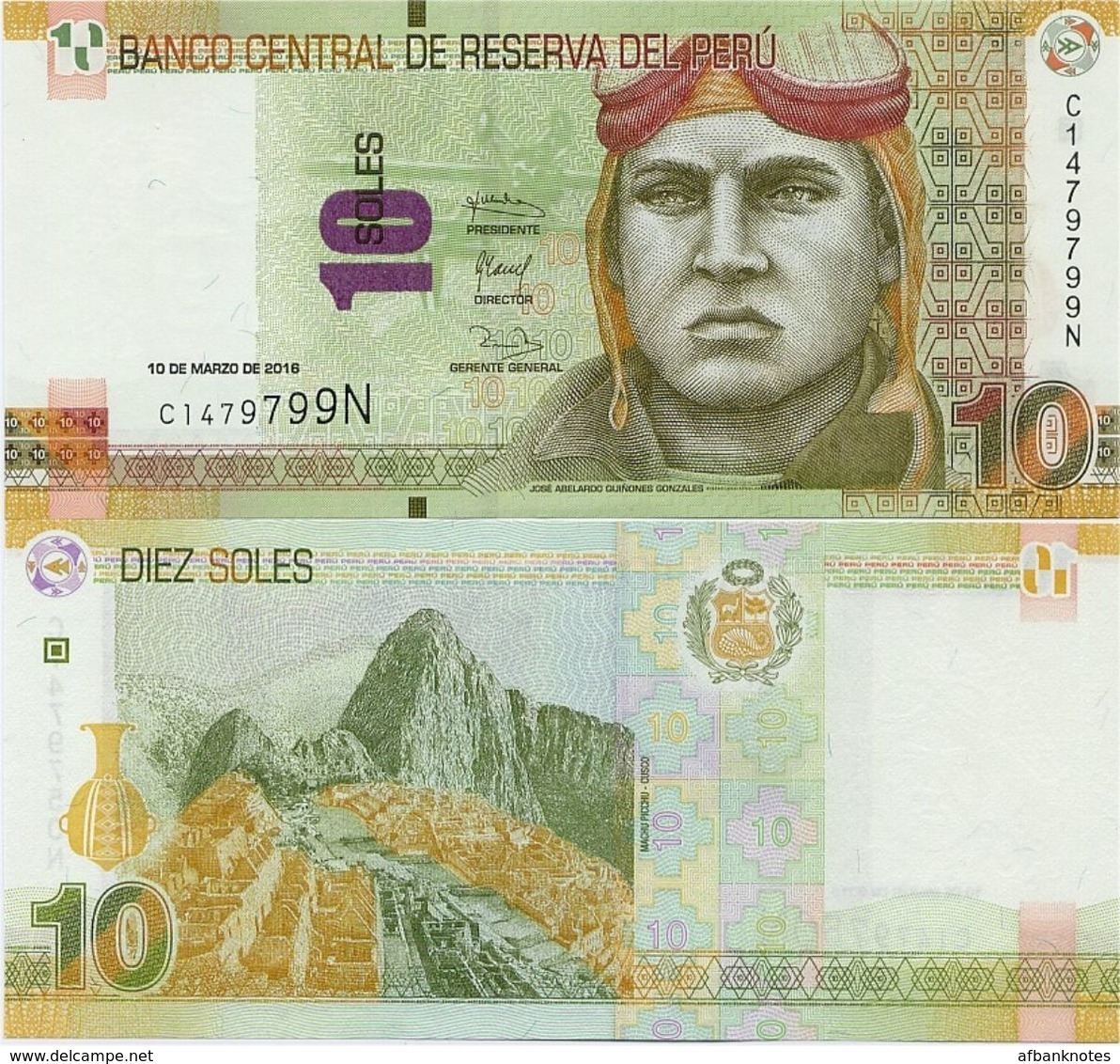 PERU       10 Soles       P-New       10.3.2016 (2017)       UNC - Perù