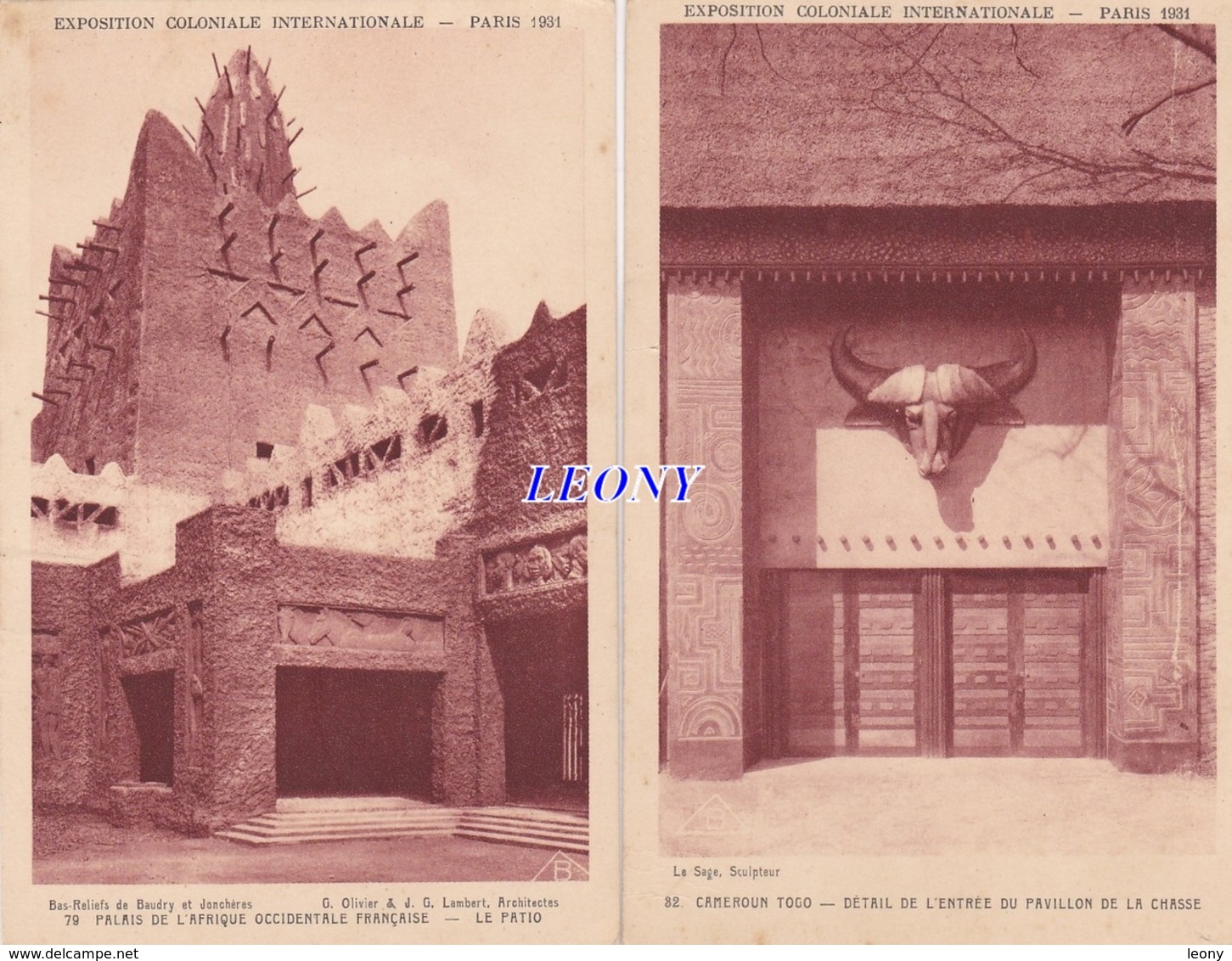 2 CPSM 9X14 De PARIS (75) - EXPOSITION 1931 - CAMEROUN TOGO - PALAIS De L' AFRIQUE OCCIDENTALE FRANCAISE Le PATIO - Expositions