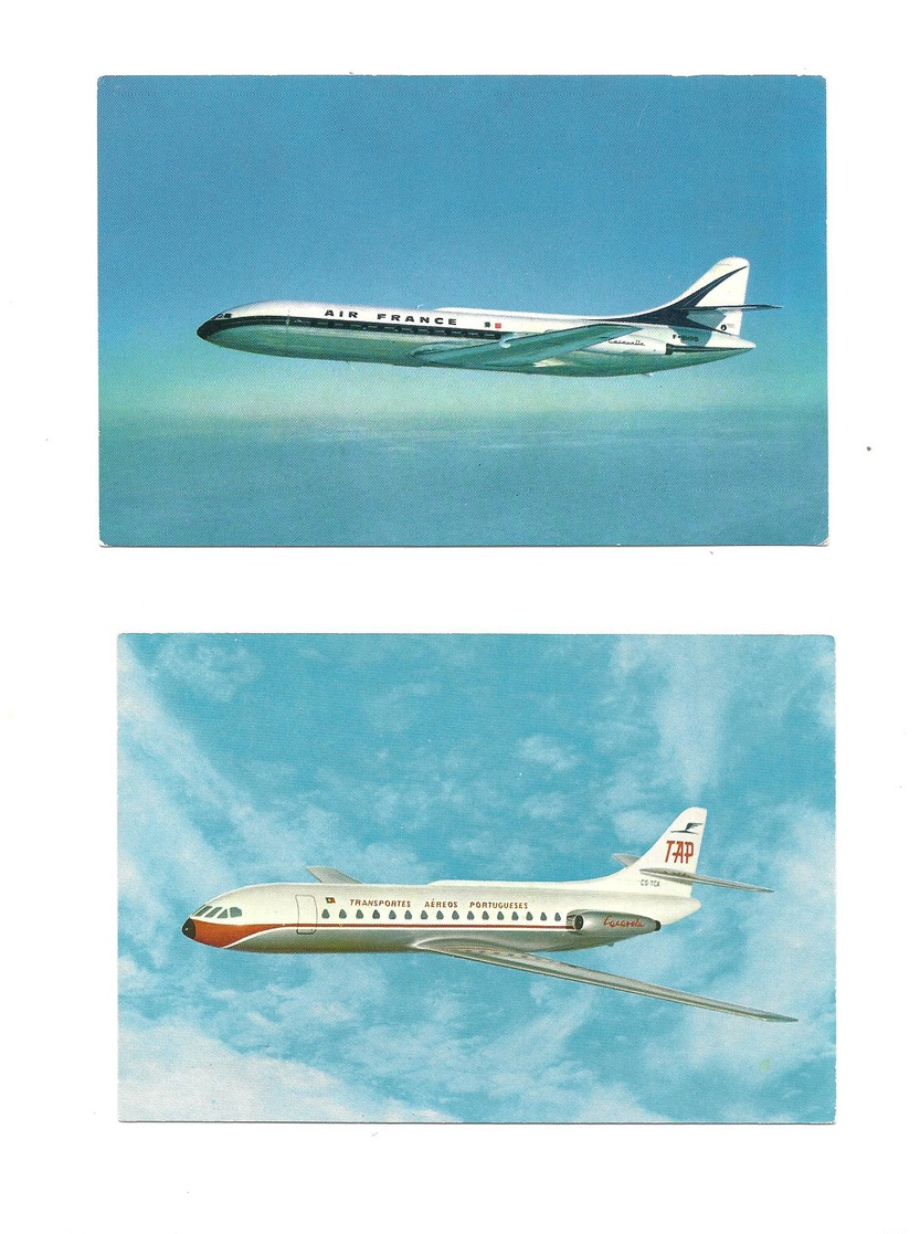 2 Ansichtskarten Von Dem Flugzeug Caravelle  Aus Den 70 Jehren - Otros & Sin Clasificación