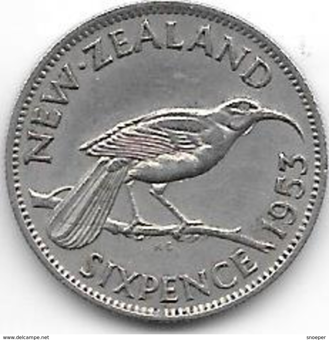 *new Zealand 6 Pence 1953 Km 26.1  Xf - Nouvelle-Zélande