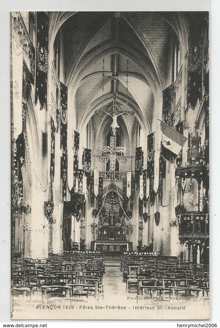 61 Orne Alençon 1929 Fetes De Sainte Therèse Intérieur St Léonard - Alencon