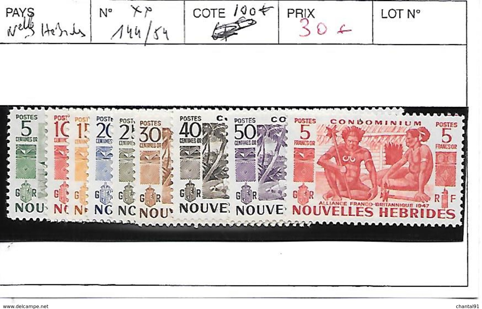 NOUVELLES HEBRIDES N° 144/54 ** - Unused Stamps