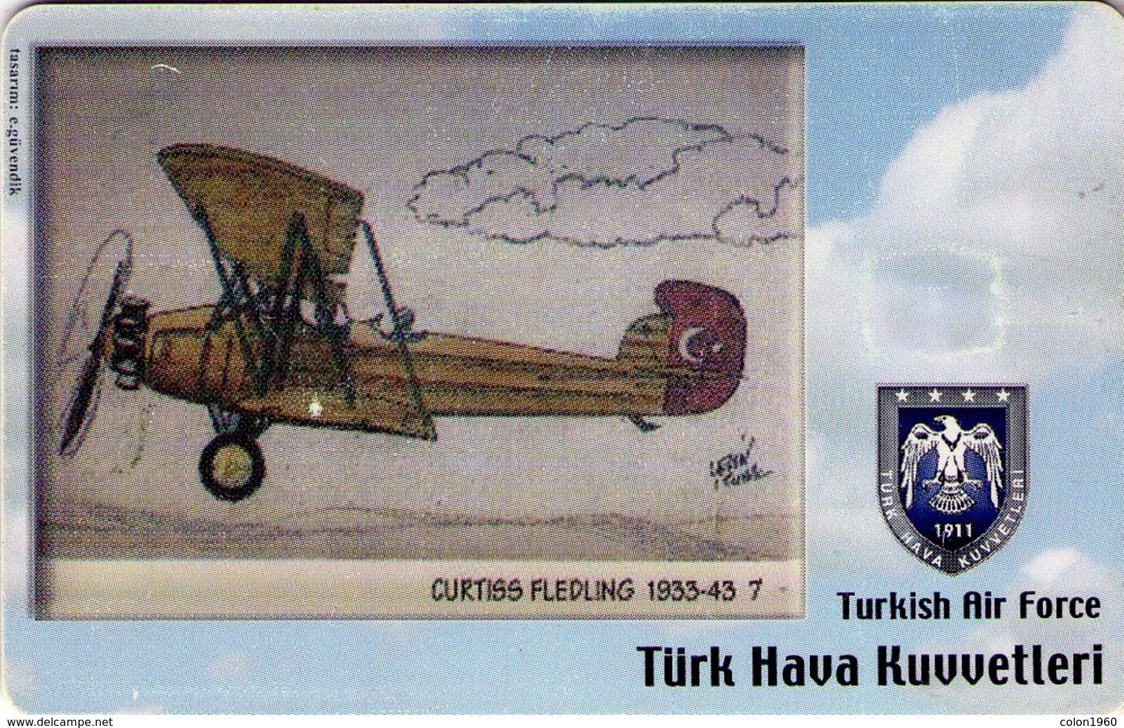 TURQUIA. AVION. (CHIP) TURKISH AIR FORCE, CURTISS FLEDLING 1933-43, TR-TT-C-0113. (136) - Aviones