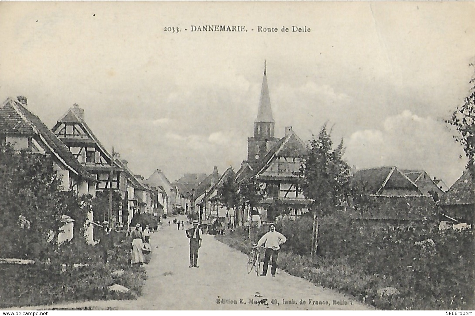 CARTE POSTALE ORIGINALE ANCIENNE : DANNEMARIE LA ROUTE DE DELLE ANIMEE HAUT RHIN (68) - Dannemarie