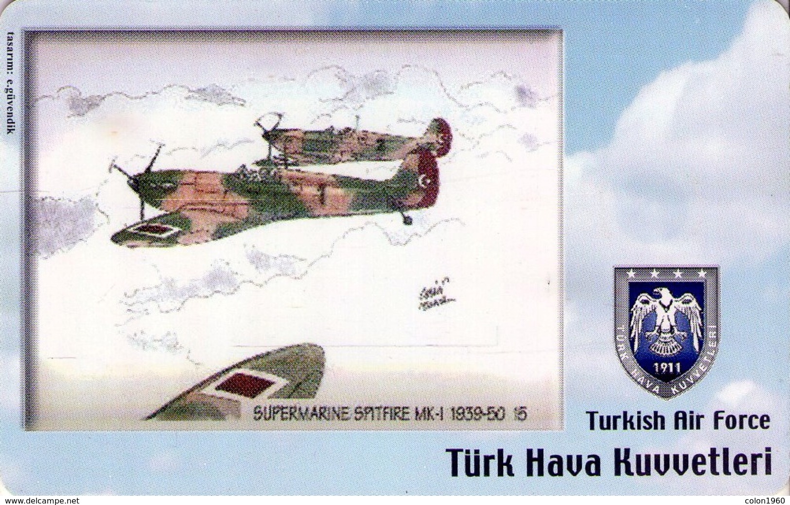 TARJETA TELEFONICA DE TURQUIA, AVIONES. (CHIP) TURKISH AIR FORCE, SUPERMARINE SPITFIRE 1939-50, TR-TT-C-0131 (110) - Aviones