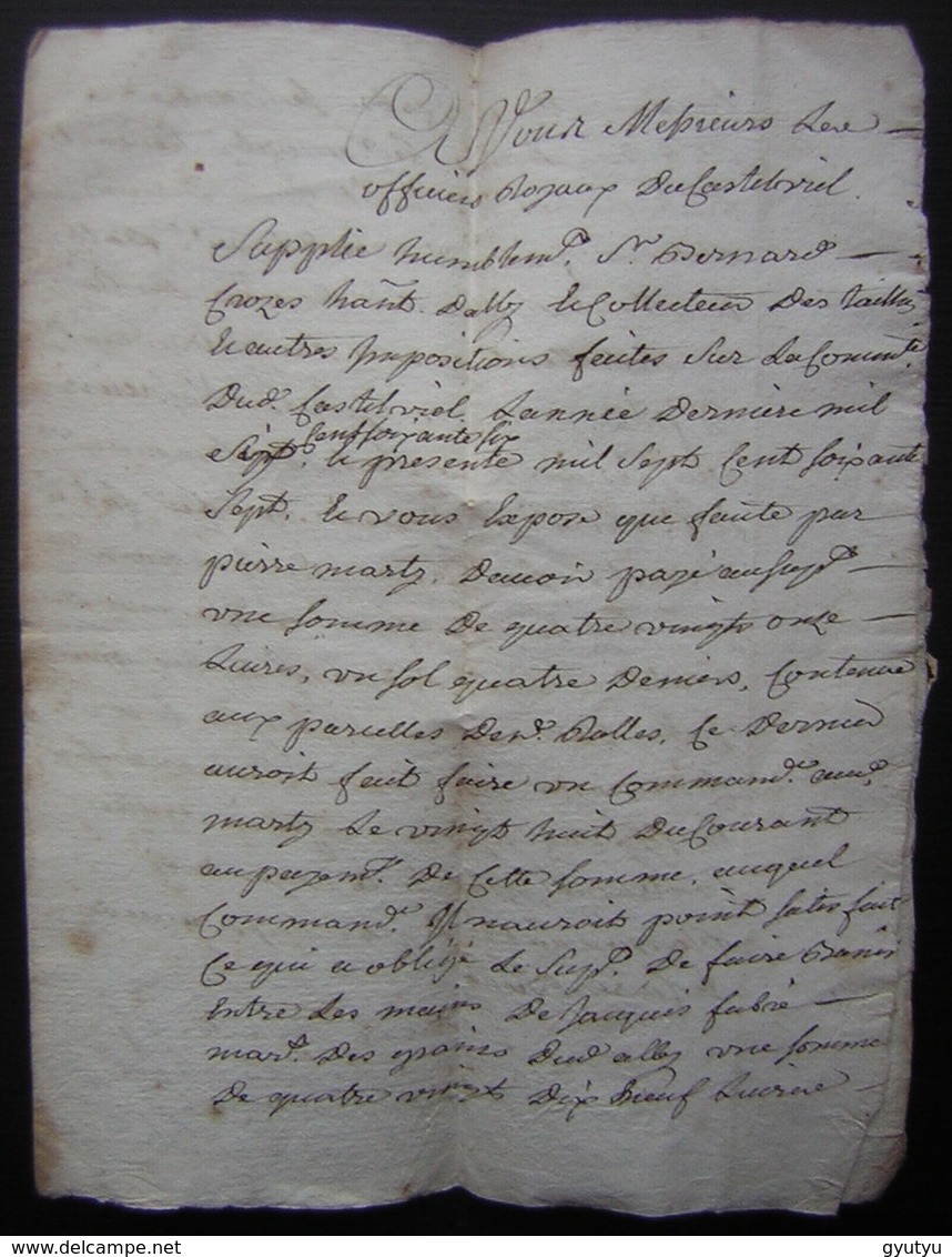 1767 Requête Devant Bernard Crozes, Collecteur Du Castelviel Contre Pierre Marty Et Jacques Fabre - Manuscrits