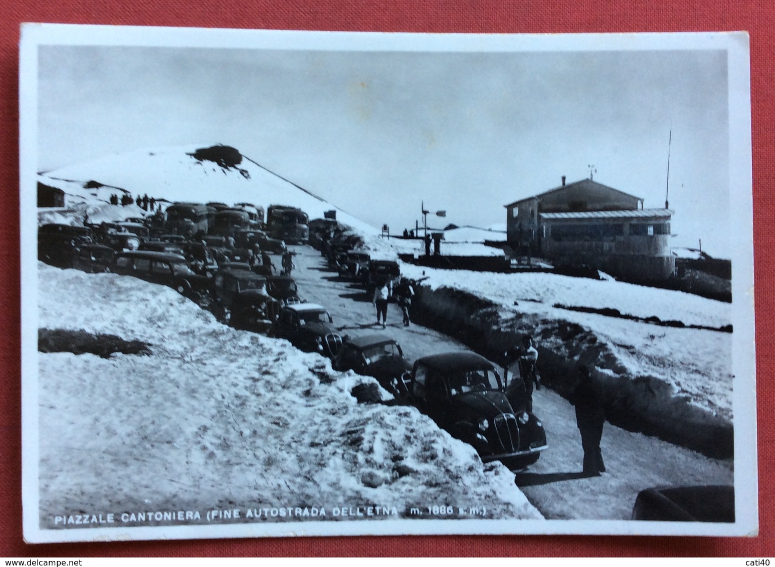 ETNA PIAZZALE CANTONIERA  ALLA   FINE AUTOSTRADA M.1886  VIAGGIATA A FIRENZE CON COME TO SICILY 19/12/51 - Storia Postale