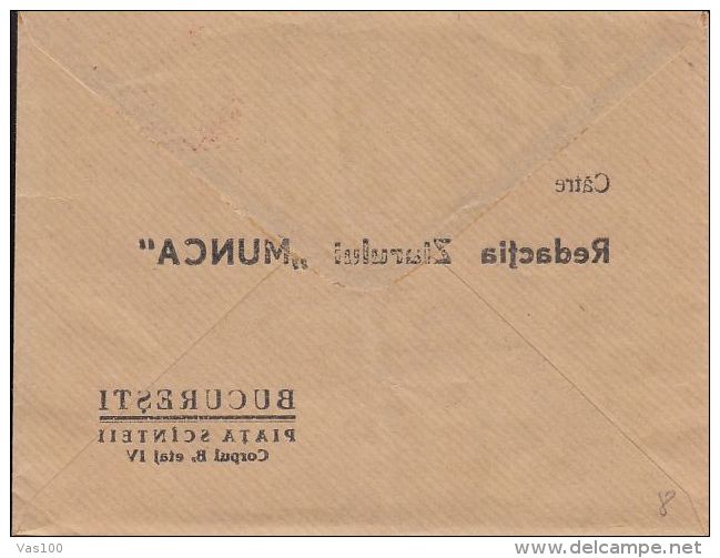 PRINT ERROR, AMOUNT 0.55 RED MACHINE STAMPS ON COVER ADRESSED TO MUNCA NEWSPAPER OFFICE, ABOUT 1960, ROMANIA - Errors, Freaks & Oddities (EFO)