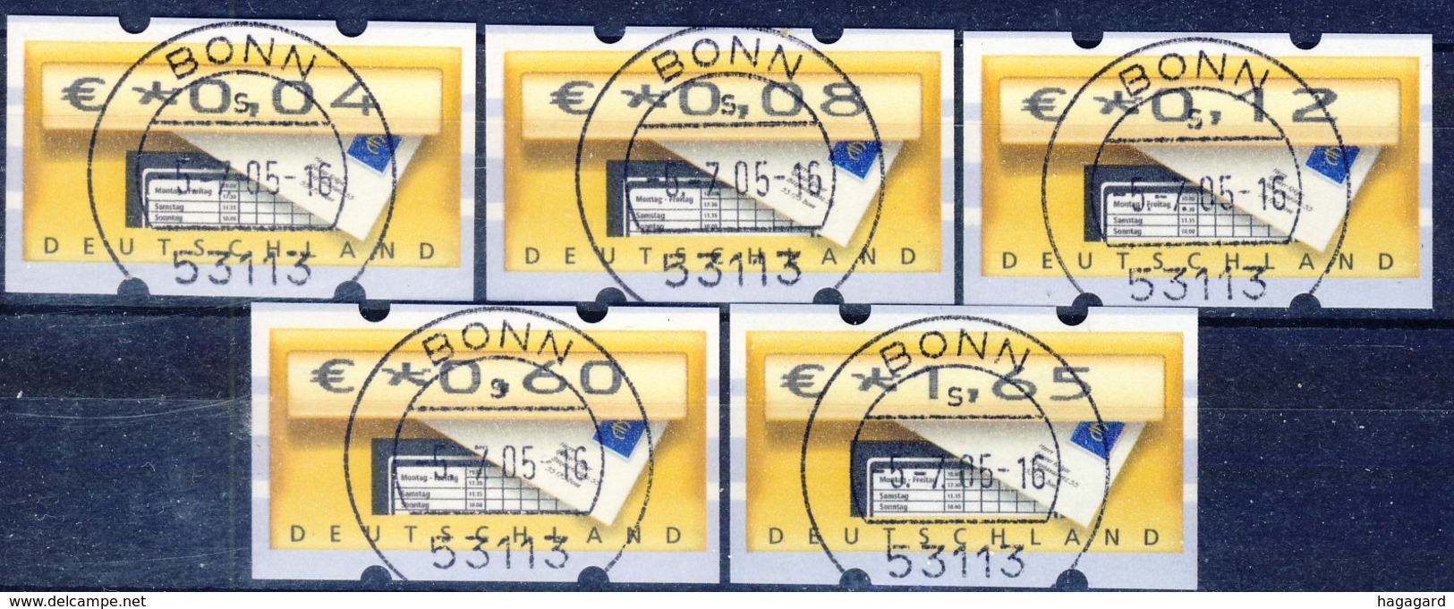 +G1998. BRD 2005. Michel 5 (Ergänzungs-Set): 5 Items, Cancelled - Maschinenstempel (EMA)