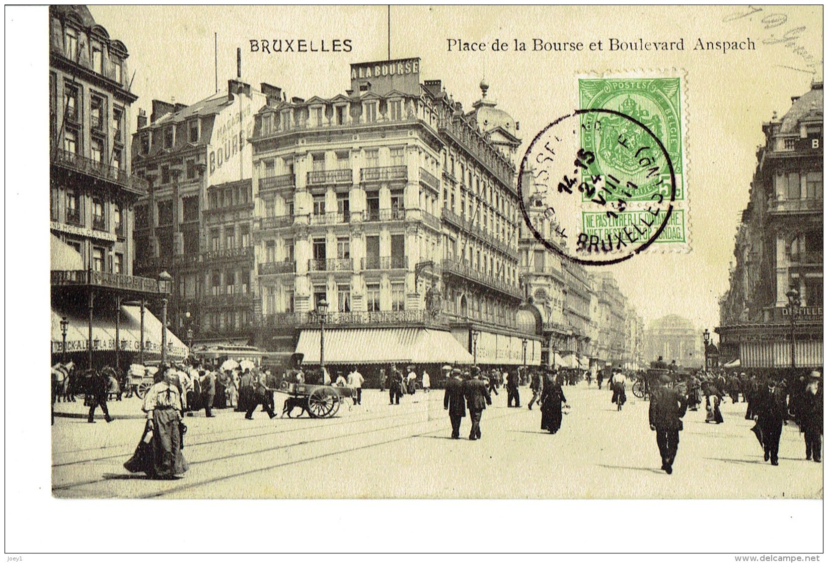 Cpa Bruxelles Place De La Bourse Et Boulevard Anspach - Prachtstraßen, Boulevards