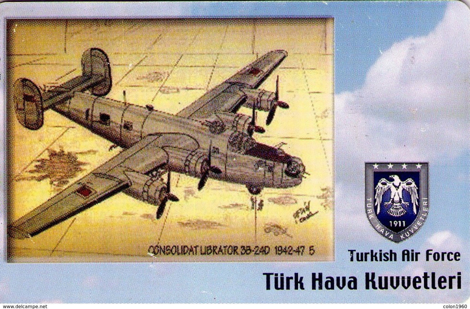 TURQUIA. AVION. (CHIP) TURKISH AIR FORCE, CONSOLIDAT LIBRATOR 3B-24D 1942-47, TR-TT-C-0141.(134) - Aviones