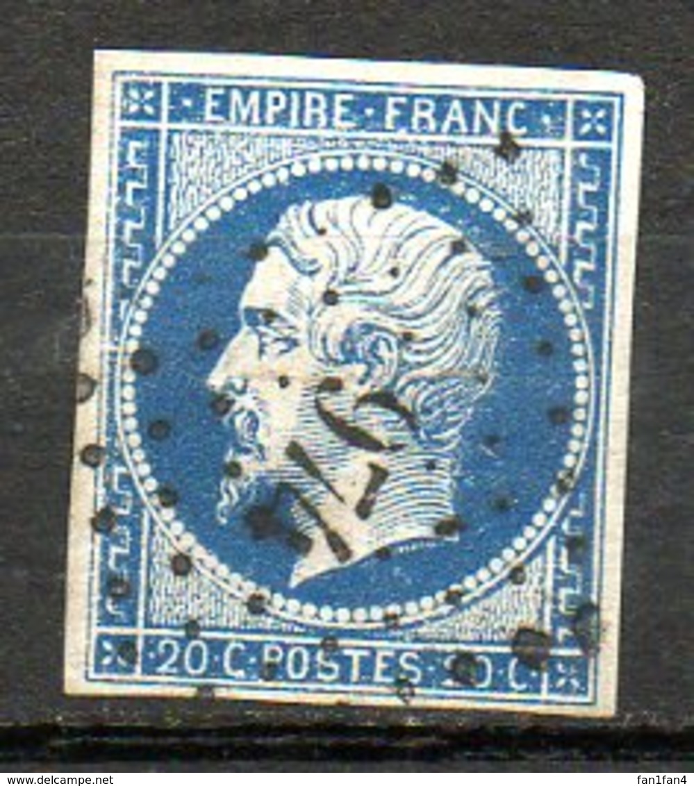 FRANCE - 1853-60 - Second Empire - Napoléon III - N° 14Aa - 20 C. Bleu Foncé (Oblitération : Losange PC) - 1853-1860 Napoleon III